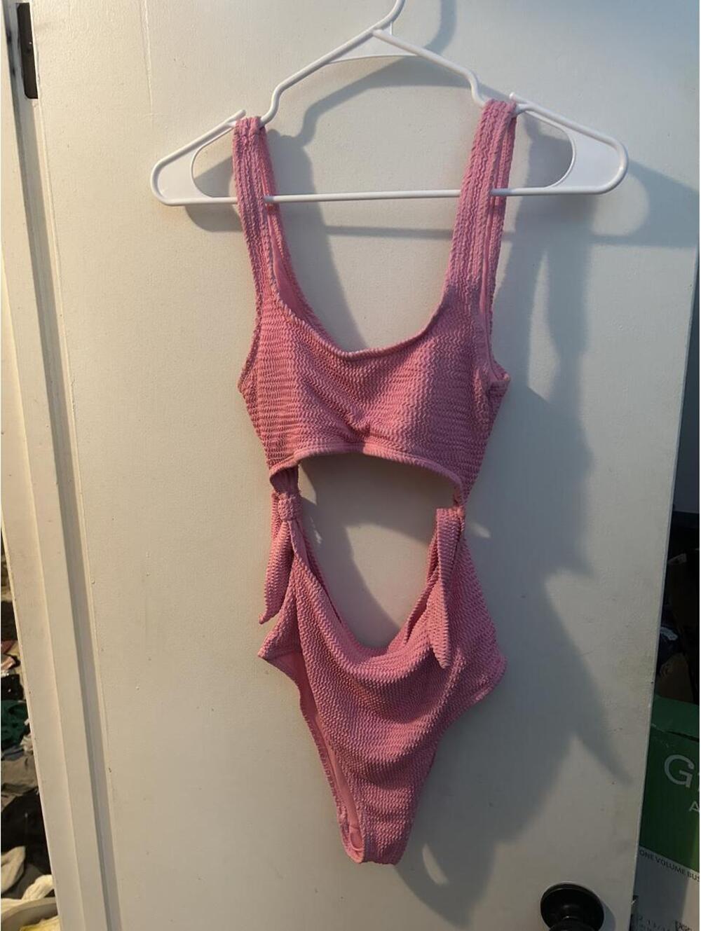 Pink Refuge one piece swimsuit with open front and back size M